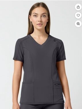 Scrubstar Women's V-Neck Scrub Top in Charcoal Gray